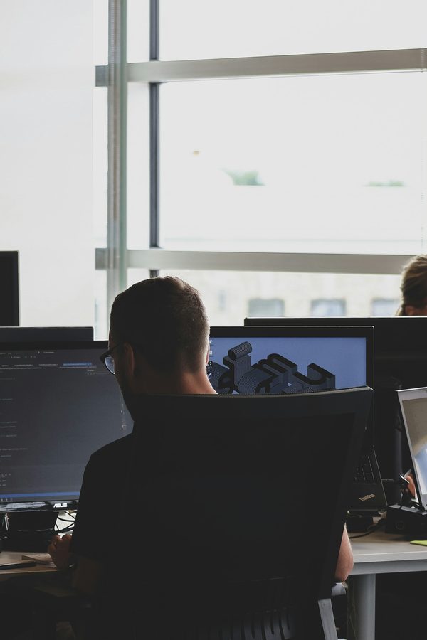 People working at laptops