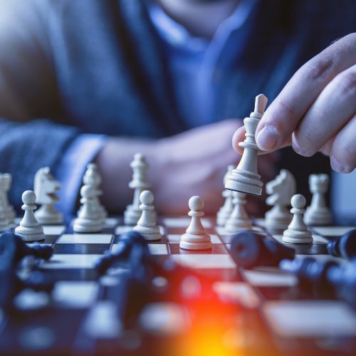 Chess pieces on a board